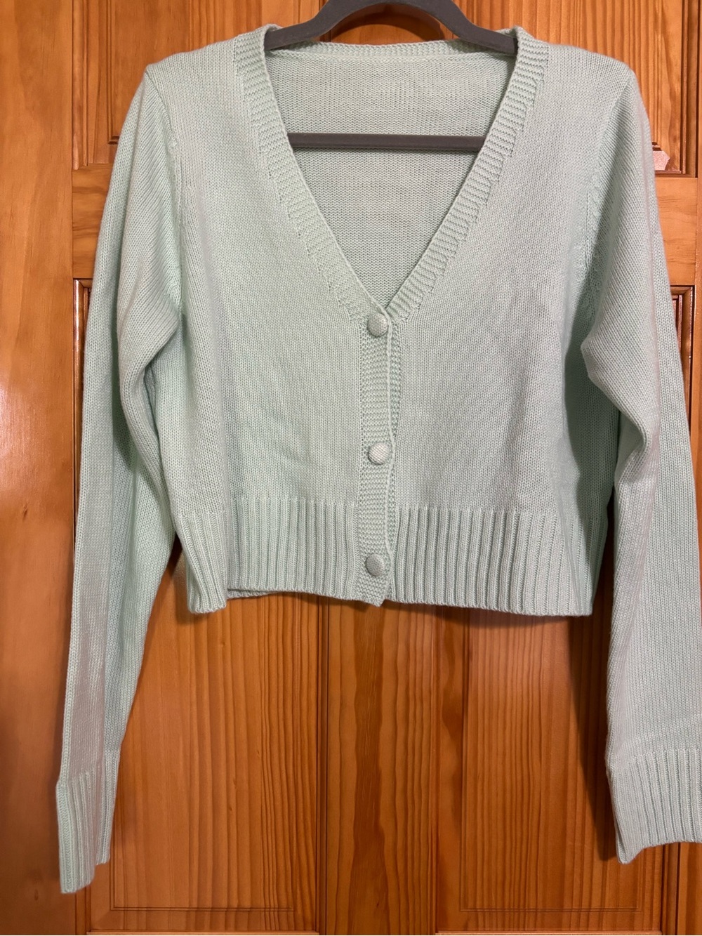 Women's Mint V-Neck Button Cardigan Sweater